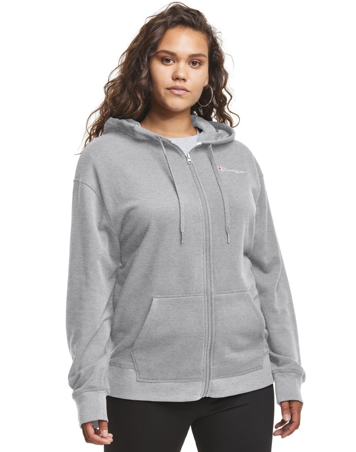 Champion Plus Campus French Terry Zip Embroidered Logo Hoodie Dames - Grijs - Belgie 9750AQFEI